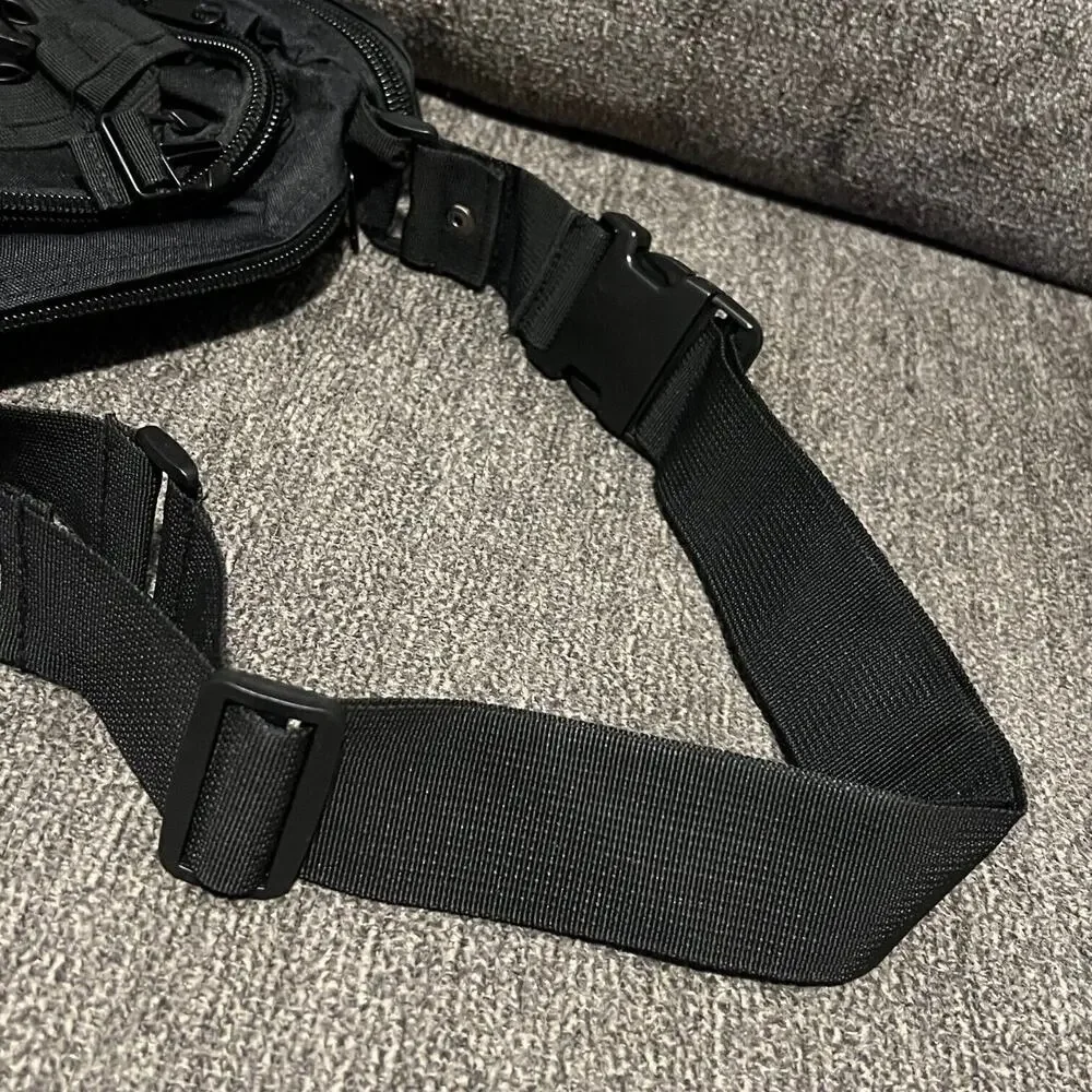 Multifunctional Canvas Camera Bag Black Waist Pack Tactical Hiking Camp Outdoor